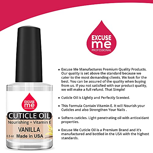 Excuse Me Professional Cuticle Oil Nourishing 0.5 Oz Helps All Cracked Nails And Rigid Cuticles. (Vanilla) #TOP1