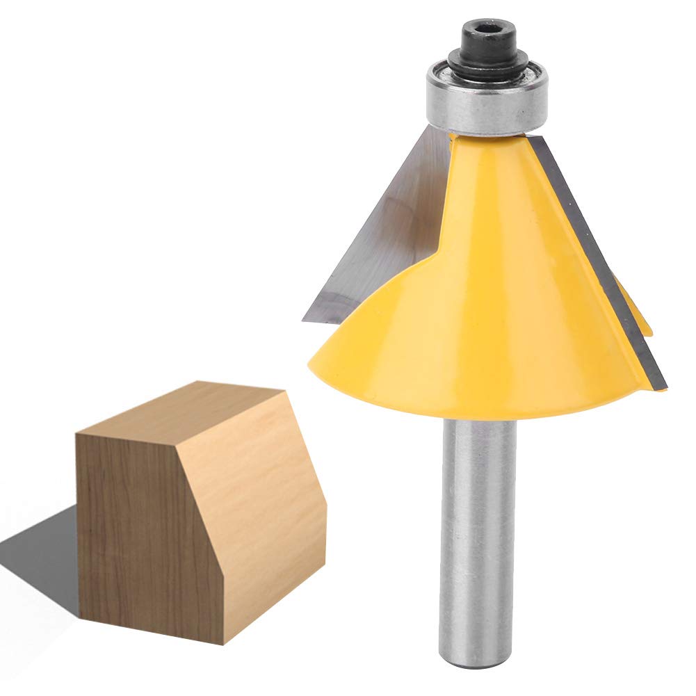 Broca de Fresado para Carpintería con Vástago de 8mm, Ángulos de 15°, 22.5° y 30°, Aleación YG6 con Rodamiento, para Madera, MDF, Contrachapado