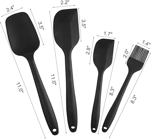 Miniatura 4 de Juego de 6 espátulas de silicona, espátulas de goma resistentes al calor y de acero inoxidable para utensilios de cocina, espátulas grandes y