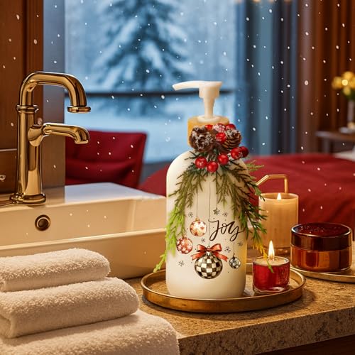  2 Pack Christmas Soap Dispenser with Pump Pine Snowflake Design - image 5
