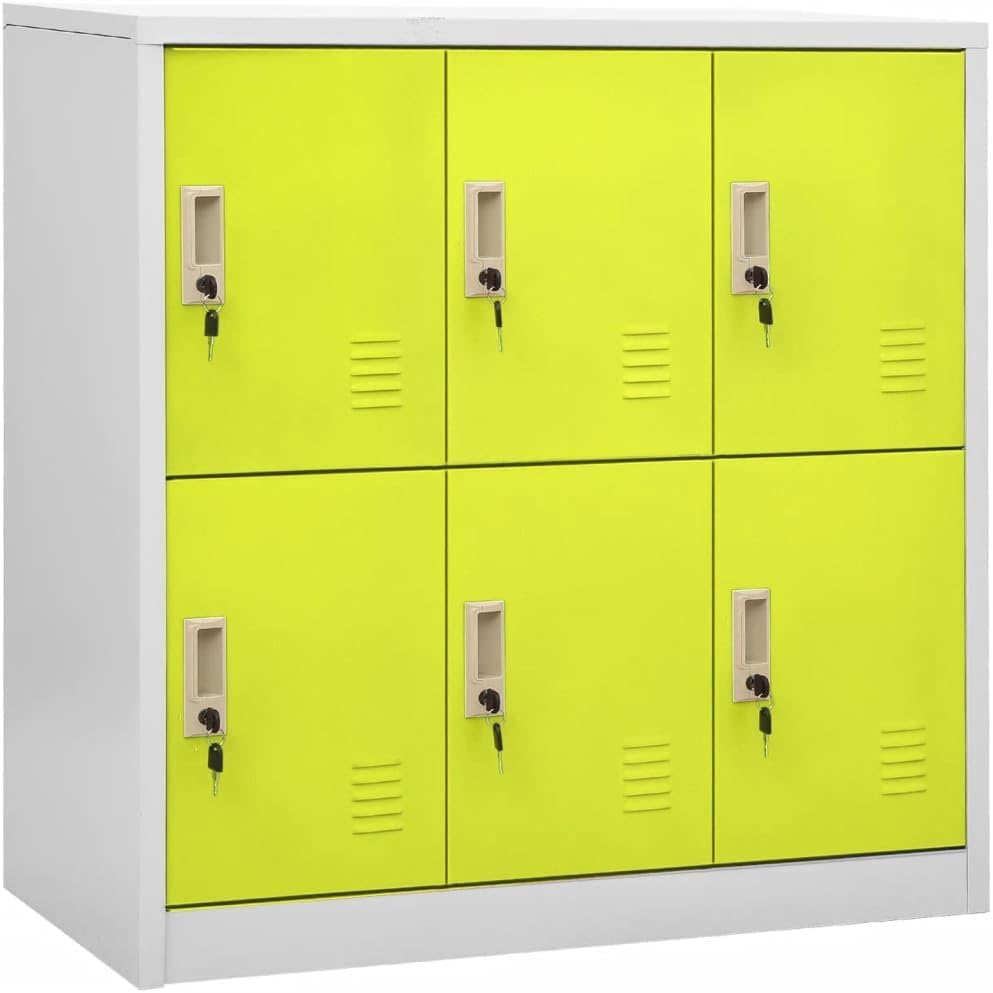 Light Grey and Green Steel Medium Locker Cabinet with Cam Locks, 4-Section Storage for Office and School Organization, Durable Freestanding Metal Cabinet for Secure Document