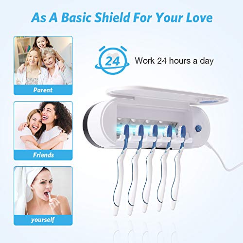 Toothbrush Holder, Meidong Toothbrush Organizer With 5 Slots, Built in Carbon Fiber Superior Material 5 Min Internal Timer USB Charging No Punch 2 Stickers,For Electric/ Regular Toothbrush - Thumbnail 2