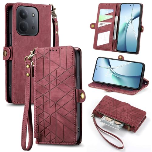 �X�}�z�P�[�X �Ή��@�� for Redmi 15C (171mm) / 15R,�Ή��@�� for Xiaomi Poco C85 4G�y�W�b�p�[�t�����z�z�y�J�[�h�z���_�[�z�y�X�^���h�@�\�z�y�}�O�l�b�g�o�b�N���z�X�g���b�v�t��PU���U�[�J�o�[ Red