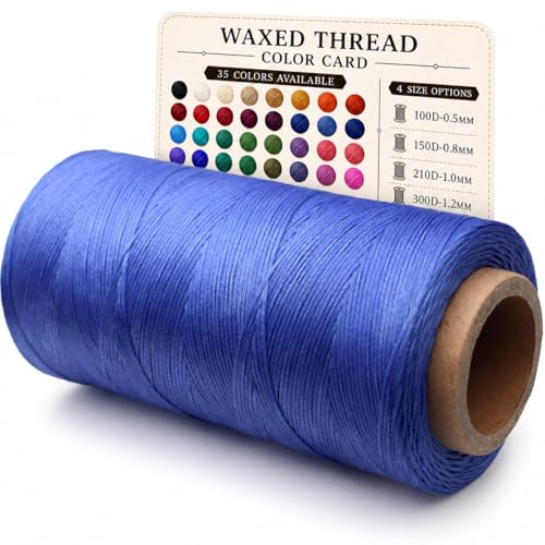 Flat Waxed Thread 0.6mm, 460 yd, Navy Blue, Leather Sewing