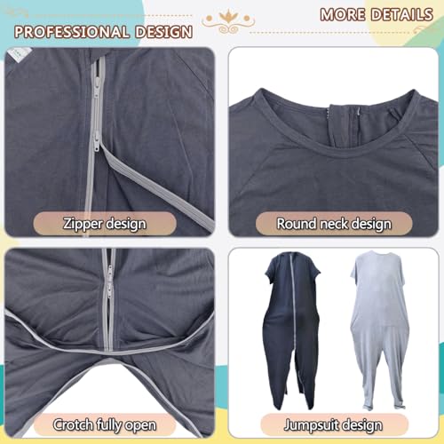 Image of Unisex Anti-Strip Adaptive Jumpsuit with Back-Zipper,One-piece Short-sleeved Trousers,Suitable for Seniors,Alzheimer's Patients,Dementia Patient,Incontinence Care