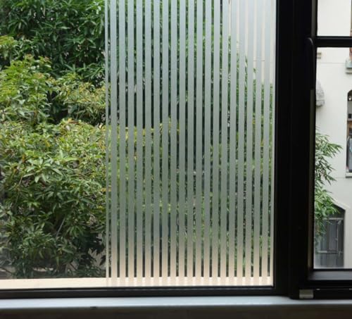 VSUDO Privacy Window Film, Frosted Stripe Pattern Window Tint for Home, Static Cling Window Glass Sticker (30x200 cm) - Image 2