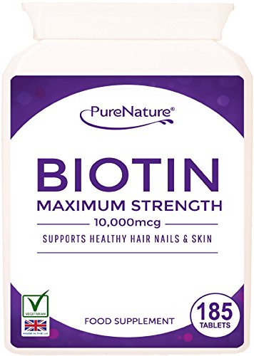 Biotin Hair Growth Supplement |10000mcg | 185 Tablets (6-Month Supply) | for Healthy Hair, Nail and Skin Support by PureNature®
