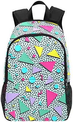 M YESCUSTOM Memphis Geometric Pattern School Bag for Students Boys Girls, Water Resistant Colourful Triangle Daypack Laptop Backpacks for Back to School Off to College