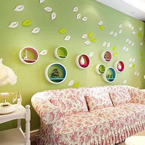 Tenture murale rétro MU, étagère chic ronde pour décoration de fond TV et salon
