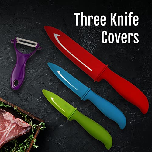 Vos Ceramic Knife Set, Ceramic Knives Set For Kitchen, Ceramic Kitchen Knives With Peeler, Ceramic Paring Knife 3", 4", 6", Inch Multi Color #TOP5