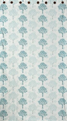 Image of Exporthub Glossy Shine 3D Floral Digital Printed Aqua Blue Colour Door Curtains 7 feet Long Set of 2 Pc, for Living Room and Bedroom (EHSPR077 74)