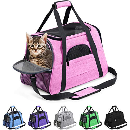 Prodigen Pet Carrier Airline Approved Pet Carrier Dog Carriers for Small Dogs, Cat Carriers for Medium Cat Small Cat, Small Pet Carrier Small Dog Carrier Airline Approved Cat Travel Carrier-Pink,L