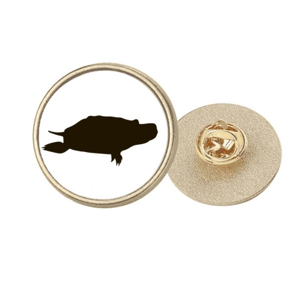 Broche ronde en métal doré tortue noire taille M