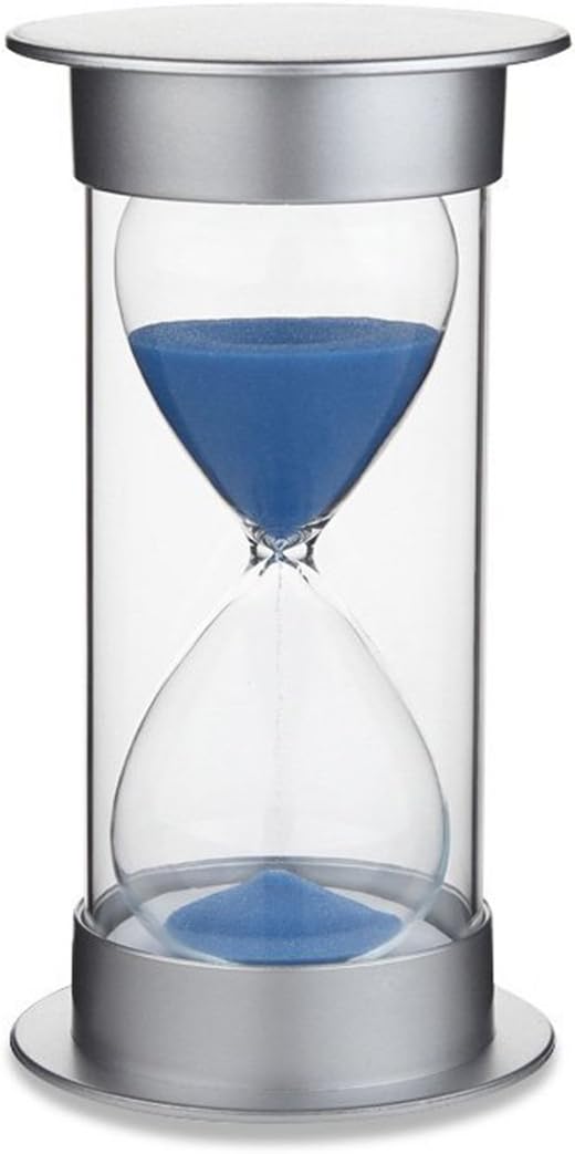 AblueA 30 Minutes Sand Timer With Protective Covering Hourglass for Outdoor Home Kitchen School Office (Silver Caps and Blue Sand)