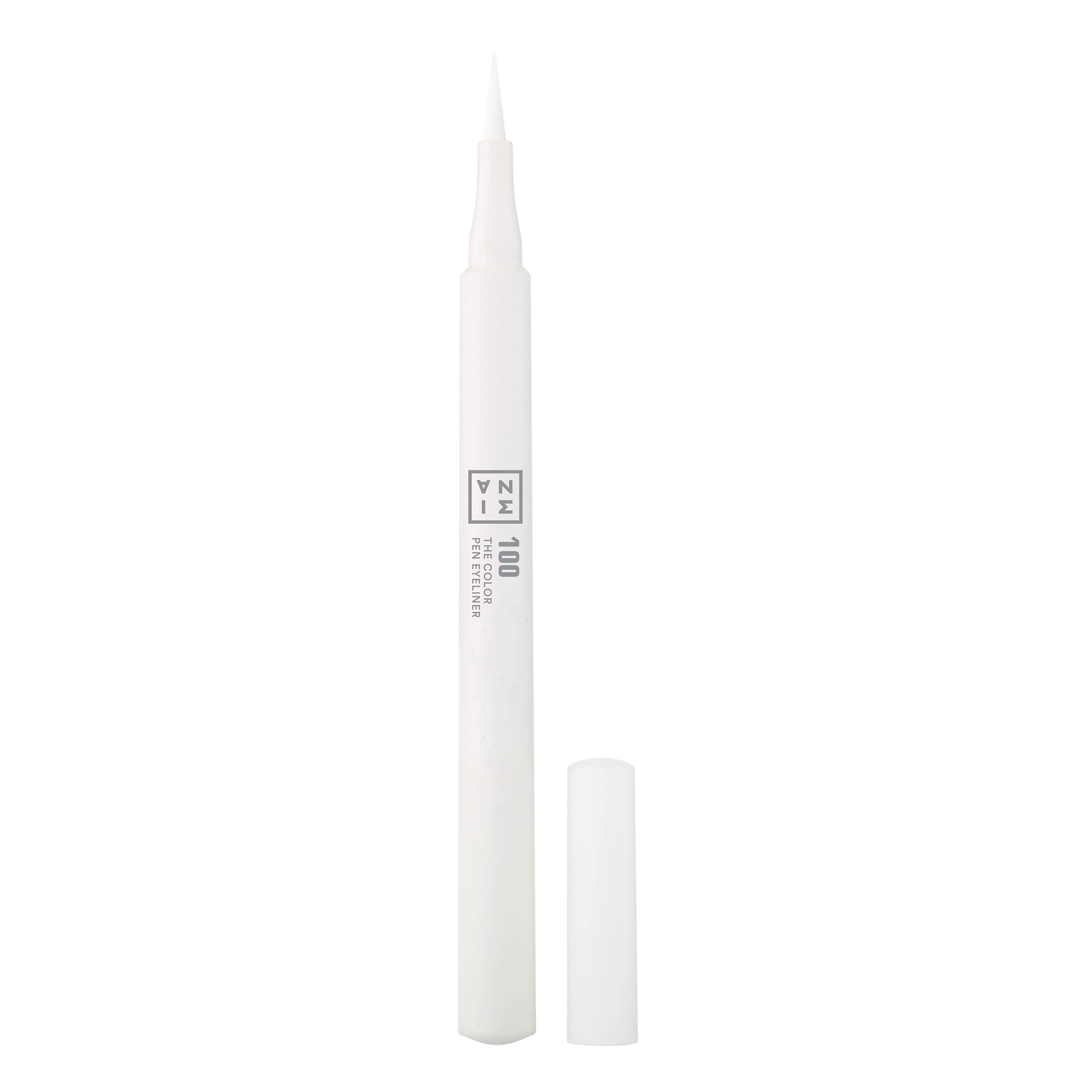 3INA MAKEUP - The Color Pen Eyeliner 100 - White Liquid Eyeliner 10h Longwear - Precise Felt Tip Matte Liner for Sensitive Eyes