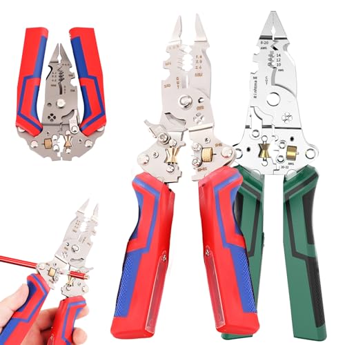 16 in 1 Wire Stripper Twister for Cutting and Pulling Wires, Multifunctional Cable Scissors, Voltage Tester Pliers with Voltage Tester&Alarms, Detectable 12-250V for Professional and Home Use (Set)