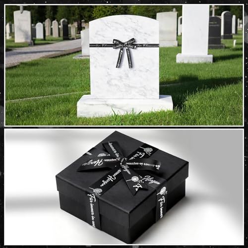 20 Mm X 9 M Trauerschleife mit Text Personalisiert, für Immer In Unseren Herzen, Schleifenband Schwarz für Verpacken Von Trauergeschenken Verpackungsfotorahmen Trauerkranz Blumenstrauß