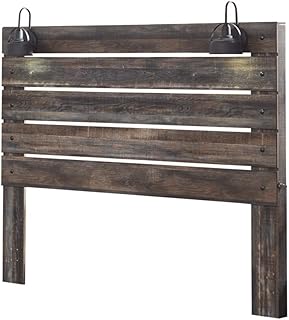 Signature Design by Ashley Drystan Rustic Panel Headboard ONLY with USB Charging Stations, King, Brown