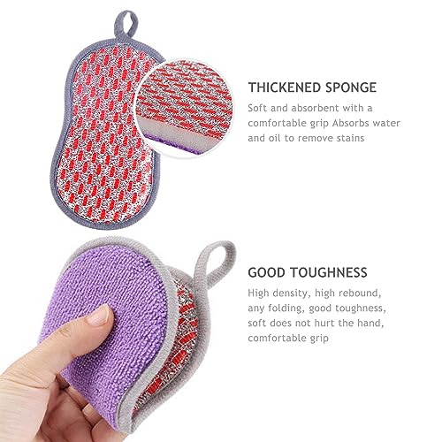 14PCS Reusable Sponge Set including 2 dish washing cloths and 2 hooksDurable Scrub Scouring Sponge,Non-Scratch Microfiber Sponge for Dishes,Pots,Pans - Image 3