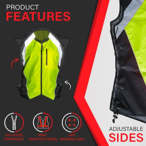 Badass Moto High Vis Vest Reflective Motorcycle Vest. Yellow. Size 3Xl - Can Be Worn Over 2Xl + Jackets. Adjustable Sides, Zipper Front & Pocket. Bikers, Atv, Hunting, Cycling, Military #TOP3