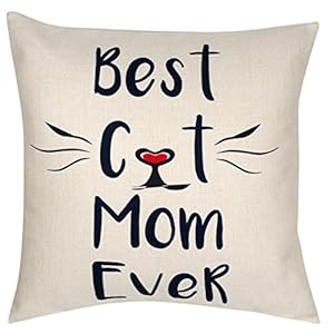 Best Cat Mom Ever Throw Pillow, Decorative Throw Pillow Case 18 “X18 (Best Cat Mom)