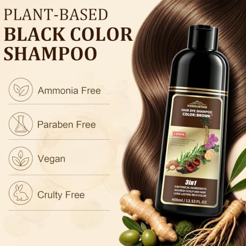 Brown Hair Color Shampoo 100% Gray Hair Coverage Hair Dye Shampoo - 1