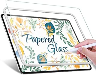 JETech Papered Glass Screen Protector for iPad Air 5/4 10.9-Inch and iPad Pro 11-Inch All Models with Easy Installation Frame, Tempered Glass with Paper-Matte Finish Anti-Glare, 1-Pack