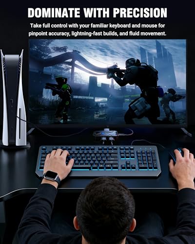 Joso Adapter klawiatury i myszy do PS5, adapter klawiatury o bardzo niskim opóźnieniu 1000 Hz z P5 General do grania w gry PS5, konwerter myszy Plug and Play, kompatybilny z Play 5 Initial Version