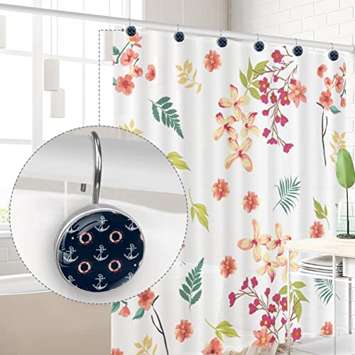 Crochets rideau de douche salle de bain en acier inoxydable avec bouée décorative