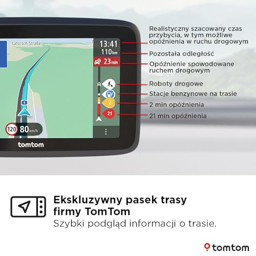 TomTom Nawigacja GO Classic 2gen. (ekran 5-cali, informacje o korkach, ostrzeżenia o fotoradarach na 3 mies., mapy UE, aktualizacje przez sieć Wi-Fi, asystent pasa oraz zintegrowany uchwyt)