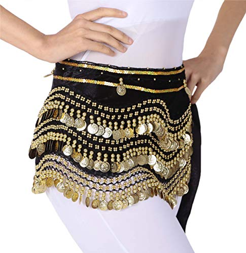 Lauthen.S 248 Coins Belly Dance Hip Scarf Tribal Belt Halloween Gypsy Costume Accessory3