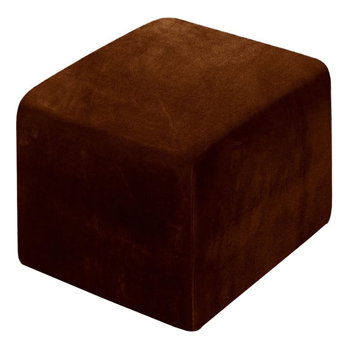 XGANGM Velvet Ottoman Cover Square Small/Medium/Large Ottoman Slipcover Stretch Footstool Cover for Wingback Chair/Sofa Leather Storage Footstool,dark brown,XXL