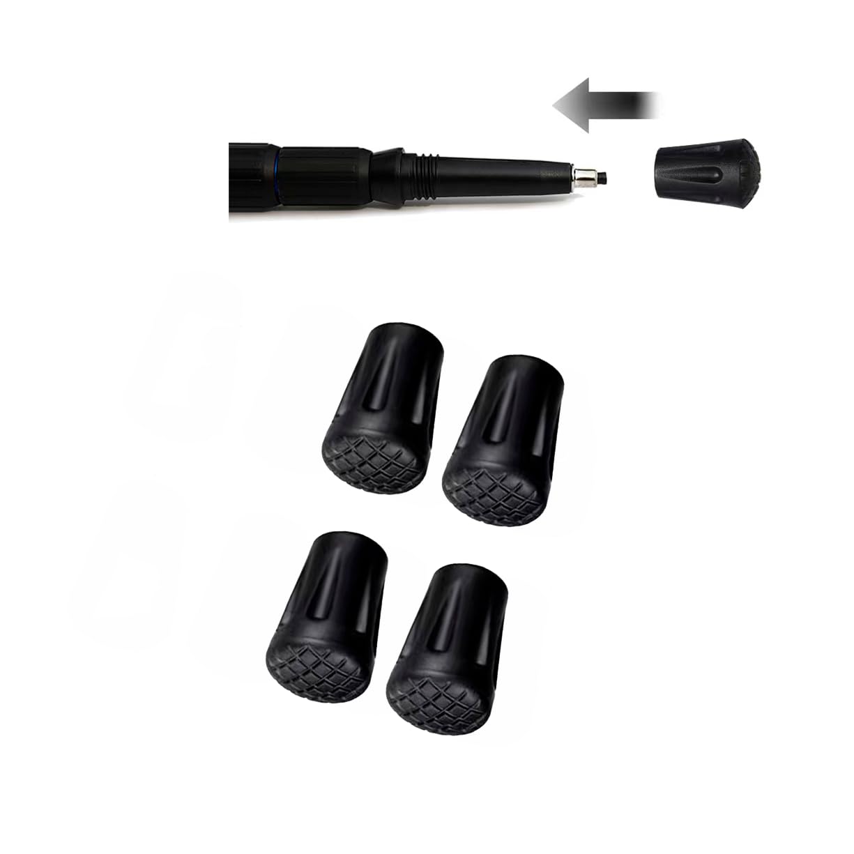Lot De 4 Embouts Caoutchouc Pour Bâtons De Randonnée - Protection Antidérapante, Universels, Avec Renfort Métal