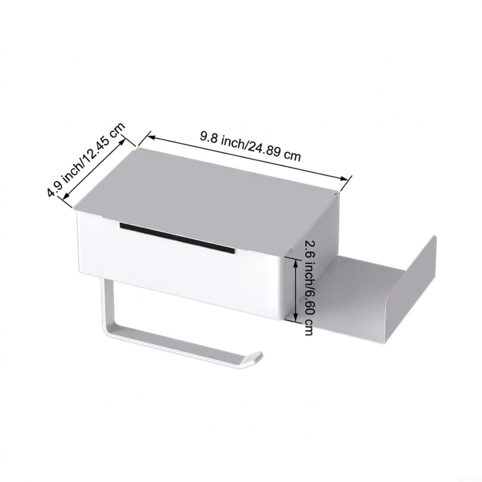 Porte-papier toilette avec étagère pour salle de bain, acier pour blanc