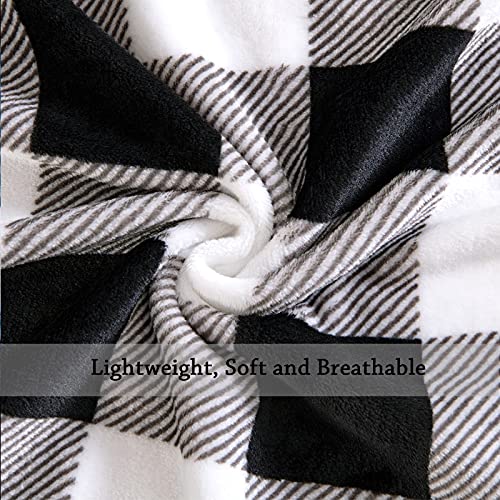 Miulee Buffalo Plaid Fleece Throw Blanket For Sofa Couch Bed, Black And White Checkered Decor, Super Soft Lightweight Cozy Warm Fuzzy Geometric Microfiber Flannel Blanket For All Seasons, 50" X 60" #TOP2