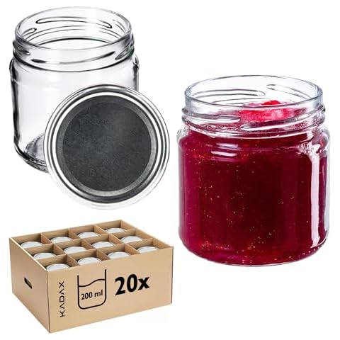 KADAX 200ml Glass Jars with Lids Cover