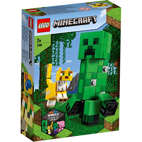 51dC6QYefQL LEGO Minecraft Bigfigurine Creeper™ et ocelot Ensemble de construction, Jouets pour enfants de 7 ans et plus, 164 pièces, 21156
