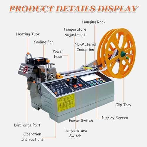 Automatic Hot & Cold Ribbon Cutter Machine, 110 Cuts/Min, Versatile Textile Tape Cutter for Knitwear, Leather, Shoelaces - LCD Display, Efficient & Durable