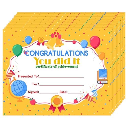 Kesora® - Royal Premium Certificates for Achievement | Appreciation Certificate for Students, School Graduation Ceremony, Awards | Completion Award Certificate's for School/College Students | 8x10 inch (Pack of 40, Certificate Model 7)-image-42
