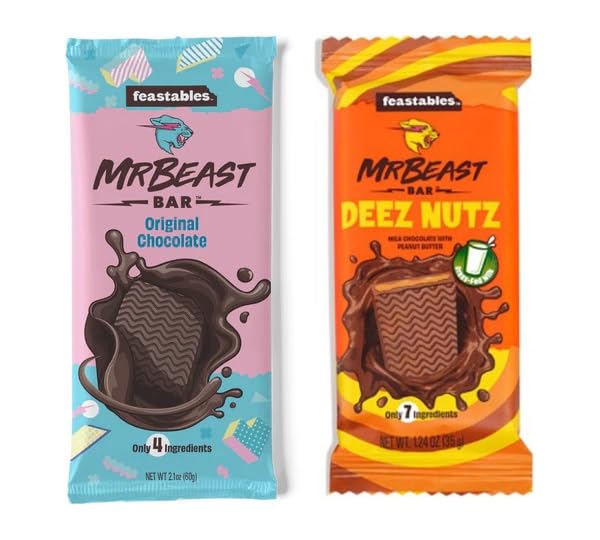 Mr. Beast Feastables Exclusive Variety Pack,(1 Deez Nuts And 1 Original) Coverd With Creme Milk Chocolate 35G X 2,100 Grams (B0CNNFYV6N) Amazon Price History, Amazon Price Tracker
