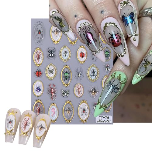 AstraGlam 5D Sticker in rilievo per unghie, unici adesivi per unghie con insetti, Autoadesivi, Design per unghie delicati sulla pelle, adatti per nail art di alta qualità