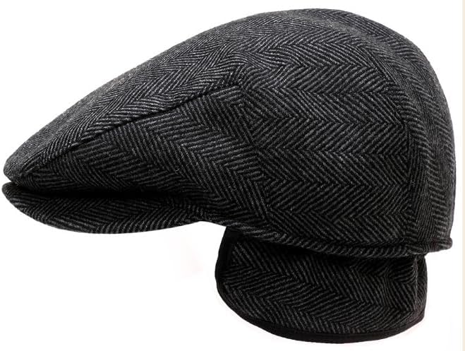 Men's Newsboy Hat with Earflaps Flat Ivy Caps Irish Cabbie Cap