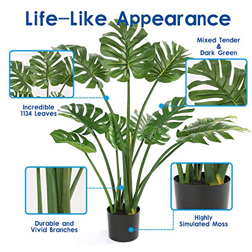 DIIGER Faux Plants Indoor Tree,Artificial Ali Tree,29.5\" Tall,Green Plant Interior Decor,Living Room Fake Plants in Pot for Home Office Perfect Housewarming Gift