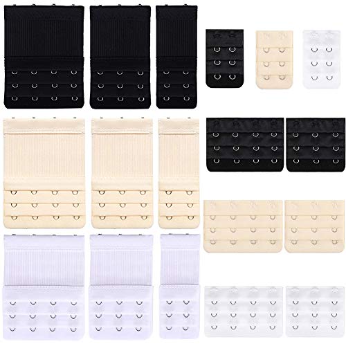 18 Pieces Bra Extenders 2 Hook/3 Hook/4 Hook, Brassiere Extension Hooks, 3 Rows Women Ladies Soft Comfortable Elastic Bra Band Extension Strap