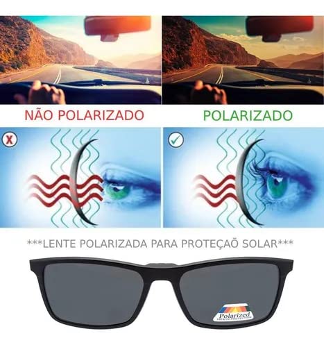 Óculos Clipon Adicional Óculos 3 Em 1 Preto Polarizado Amarelo Imã