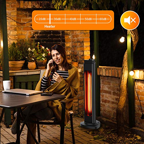 1500W Infrared Outdoor Heater, Patio Tower Heater with Oscillation Function, Tip-Over Protection & Hidden Simple Handle, Super Quiet Infrared Patio Space Heater