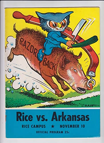 1951 Arkansas Razorbacks v Rice Owls Football Program 11/10 Chase Cover Ex/MT