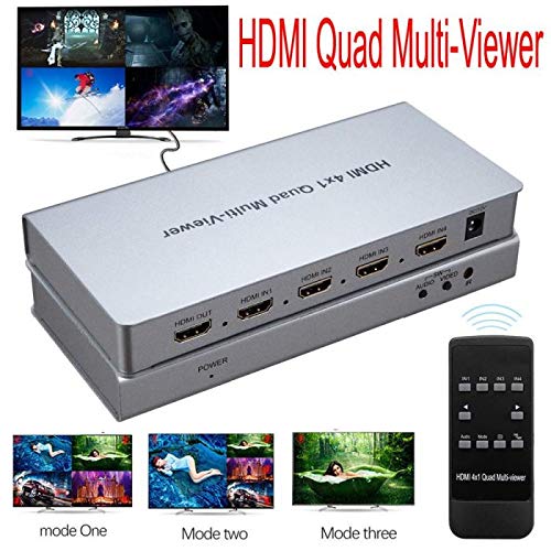 Image of MICROWARE 4X1 HDMI Multi-viewer, Quad Multi-Viewer Splitter with Seamless Switcher IR Control for Game /Exhibition Hall /Education /Surveillance /Video Meeting etc