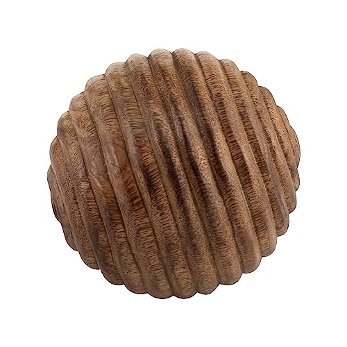 Sagebrook Home Wooden Decorative Orb – 4" Handcrafted Brown Accent