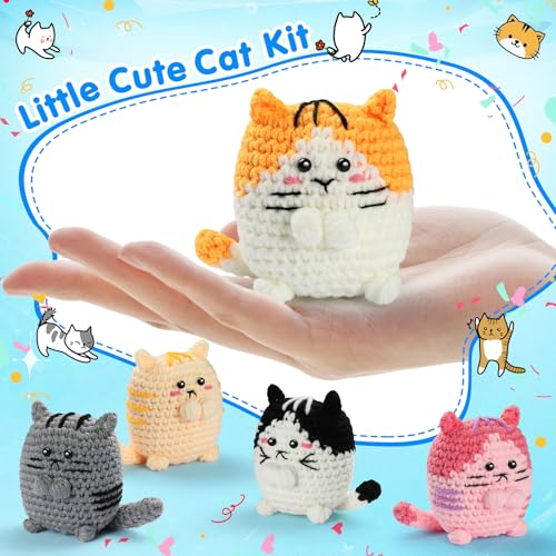 Image of YWQZBHEMO Crochet Cat Kit for Beginners Women - Crochet Kit with Step-by-Step Video Tutorials, Learn to Crochet Kits for Adults Women